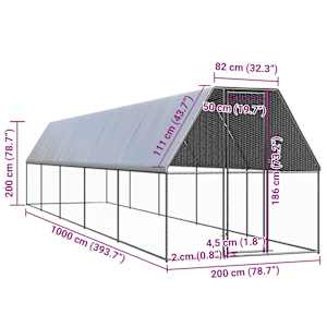 Venkovní klec pro kuřata 2x10x2 m pozinkovaná ocel - obrázek 5