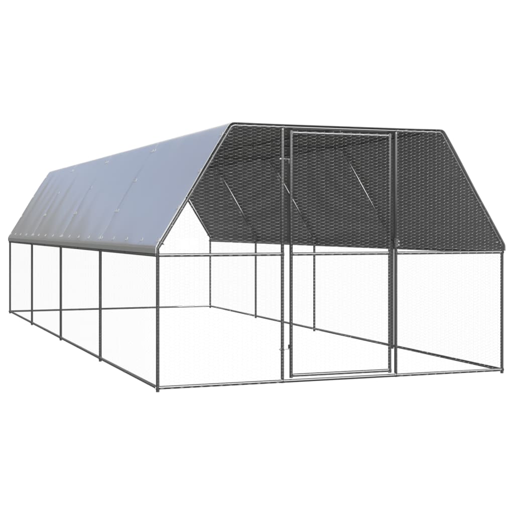 vidaXL Coteț de păsări pentru exterior, 3x8x2 m, oțel galvanizat