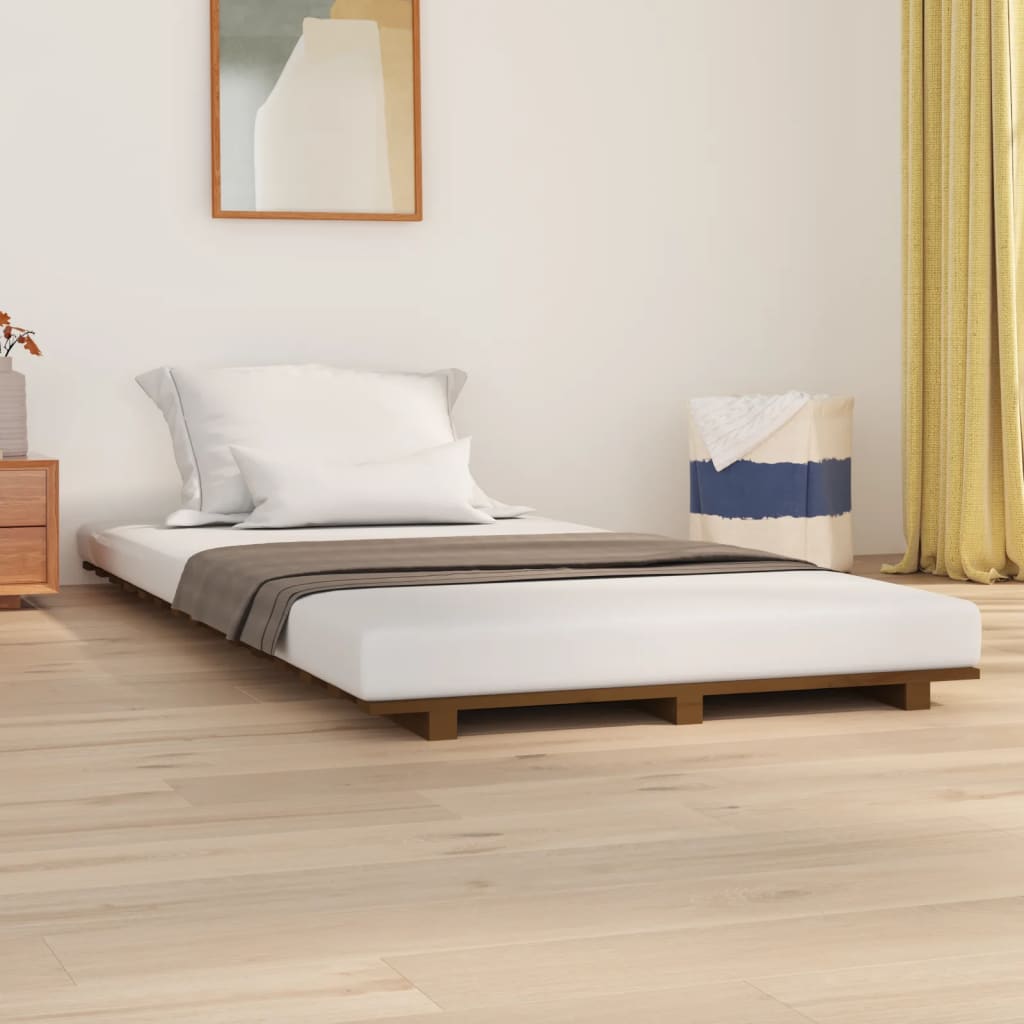 vidaXL Cadru de pat, maro miere, 90x200 cm, lemn masiv de pin