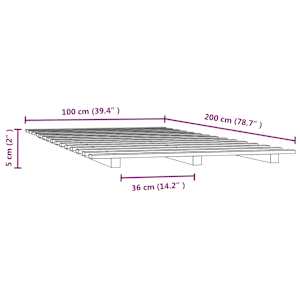 Rám postele černý 100 x 200 cm masivní borovice - obrázek 8