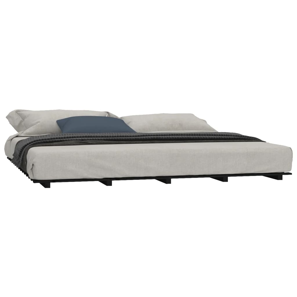 vidaXL Bedframe massief grenenhout zwart 200x200 cm afbeelding