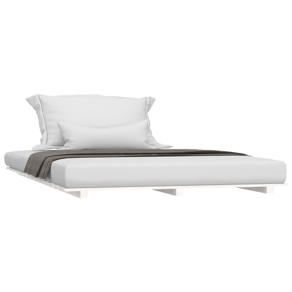 Cadru de pat, alb, 150x200 cm, lemn masiv de pin