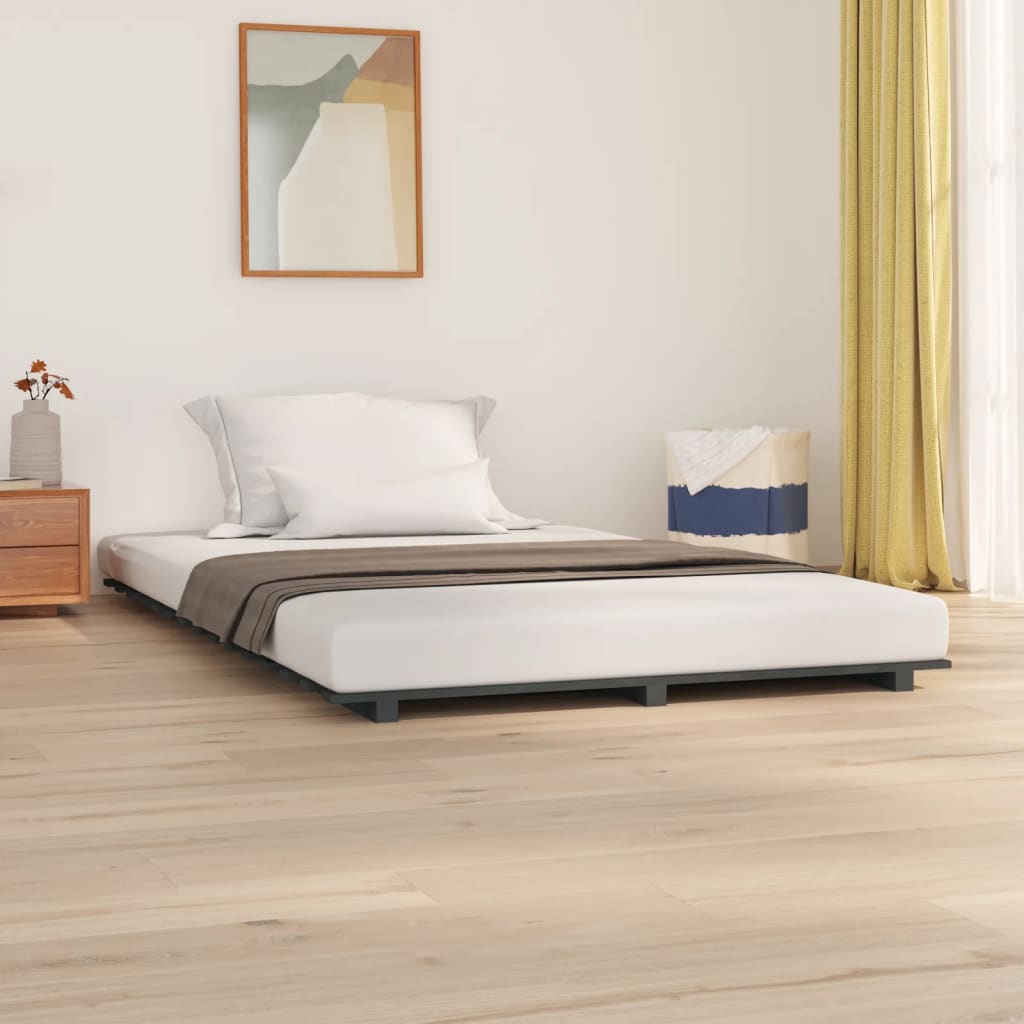 vidaXL Cadru de pat, gri, 150x200 cm, lemn masiv de pin