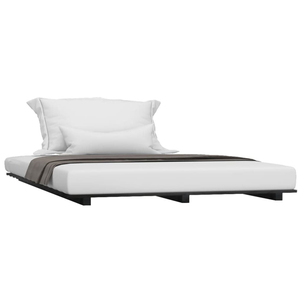 vidaXL Bedframe massief grenenhout zwart 150x200 cm afbeelding