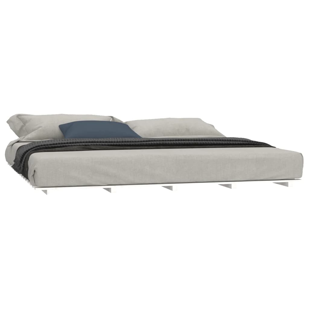 vidaXL Bedframe massief grenenhout wit 160x200 cm afbeelding