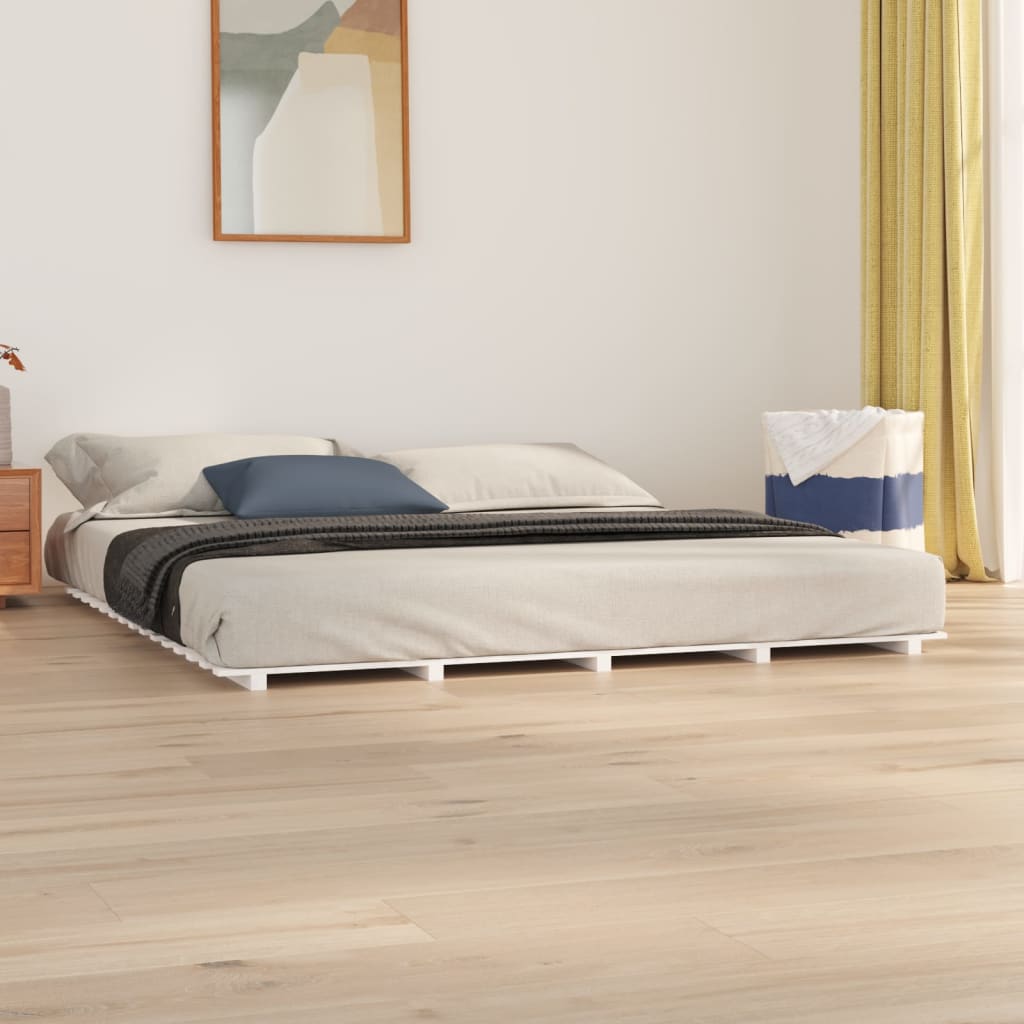 Rám postele bílý 180 x 200 cm masivní borové dřevo