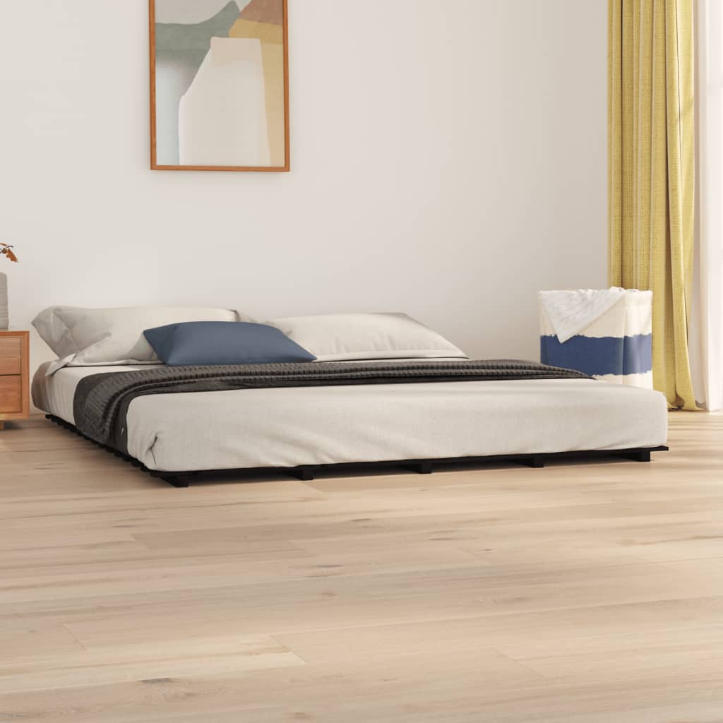 vidaXL Cadru de pat, negru, 180x200 cm, lemn masiv de pin