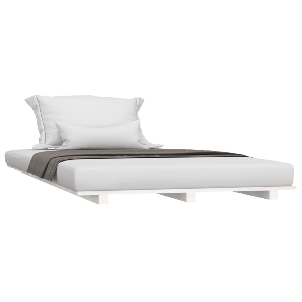 vidaXL Bedframe massief grenenhout wit 75x190 cm afbeelding