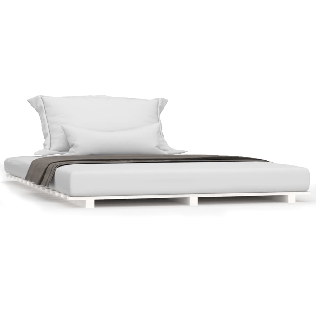 vidaXL Bedframe massief grenenhout wit 120 x 190 cm
