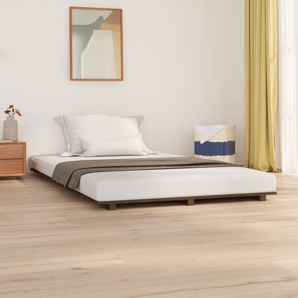 vidaXL Cadru de pat, maro miere, 120x190 cm, lemn masiv de pin