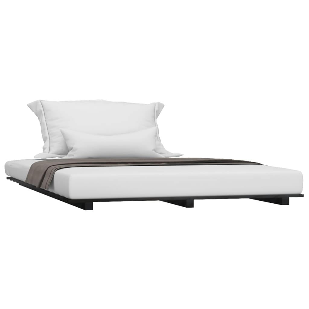 vidaXL Bedframe massief grenenhout zwart 140x190 cm afbeelding