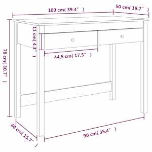 Psací stůl se zásuvkami 100 x 50 x 78 cm masivní borové dřevo - obrázek 10