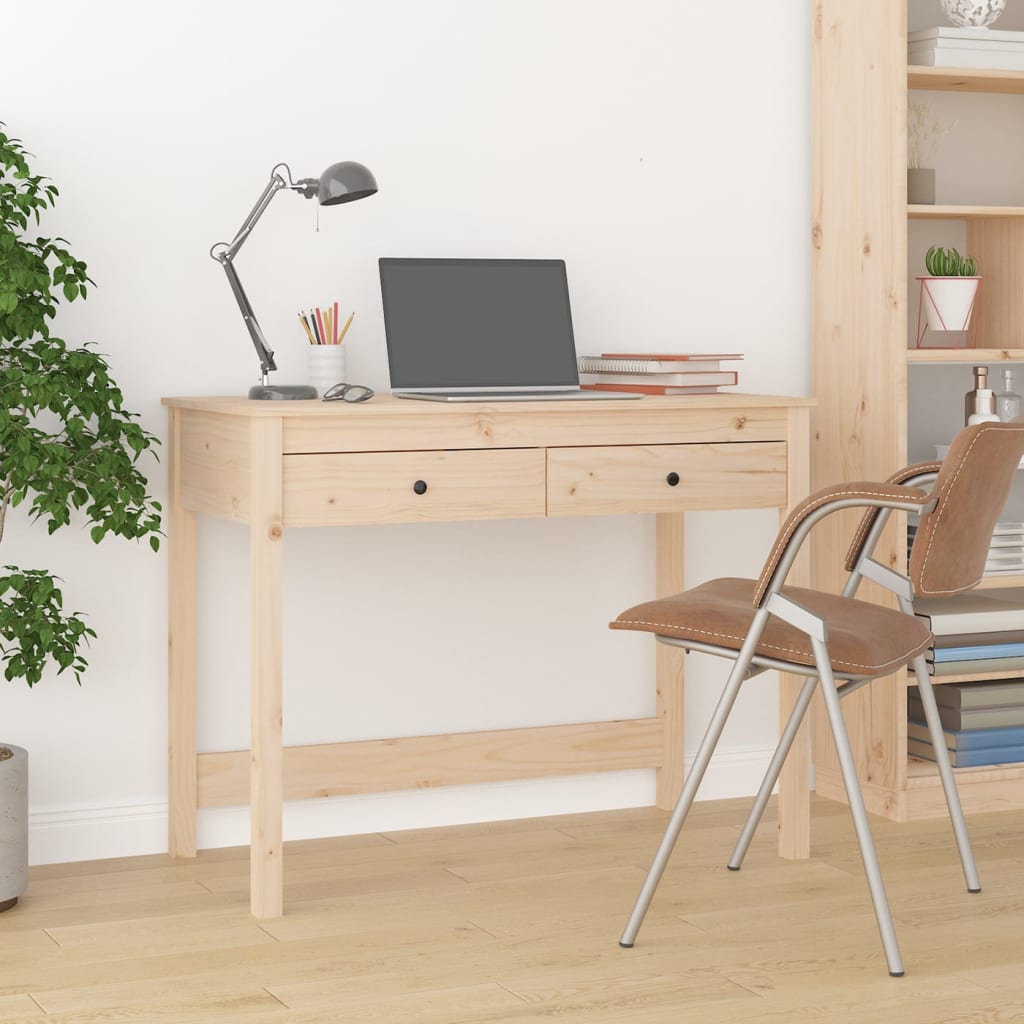 vidaXL skrivebord med skuffer 100x50x78 cm massivt fyrretræ