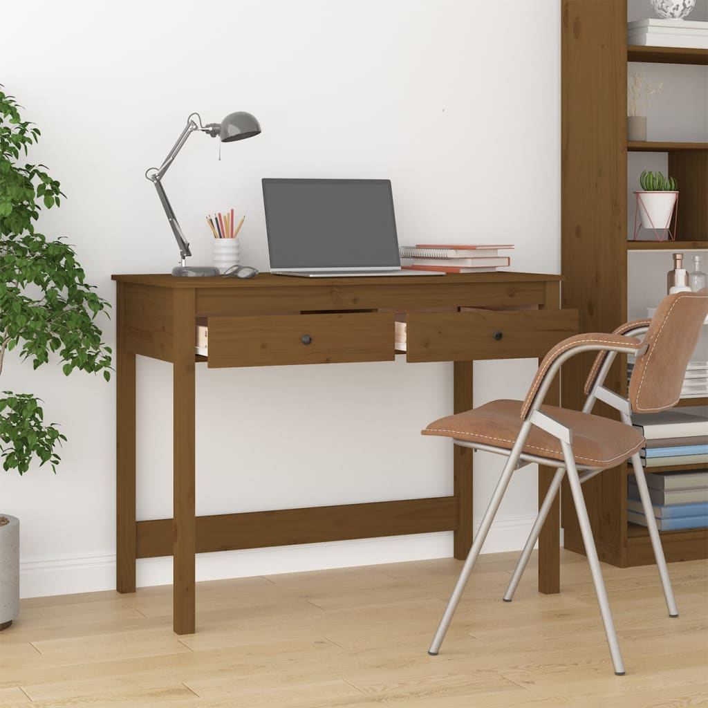 vidaXL Písací stôl so zásuvkami medovosivý 100x50x78cm masív. borovica