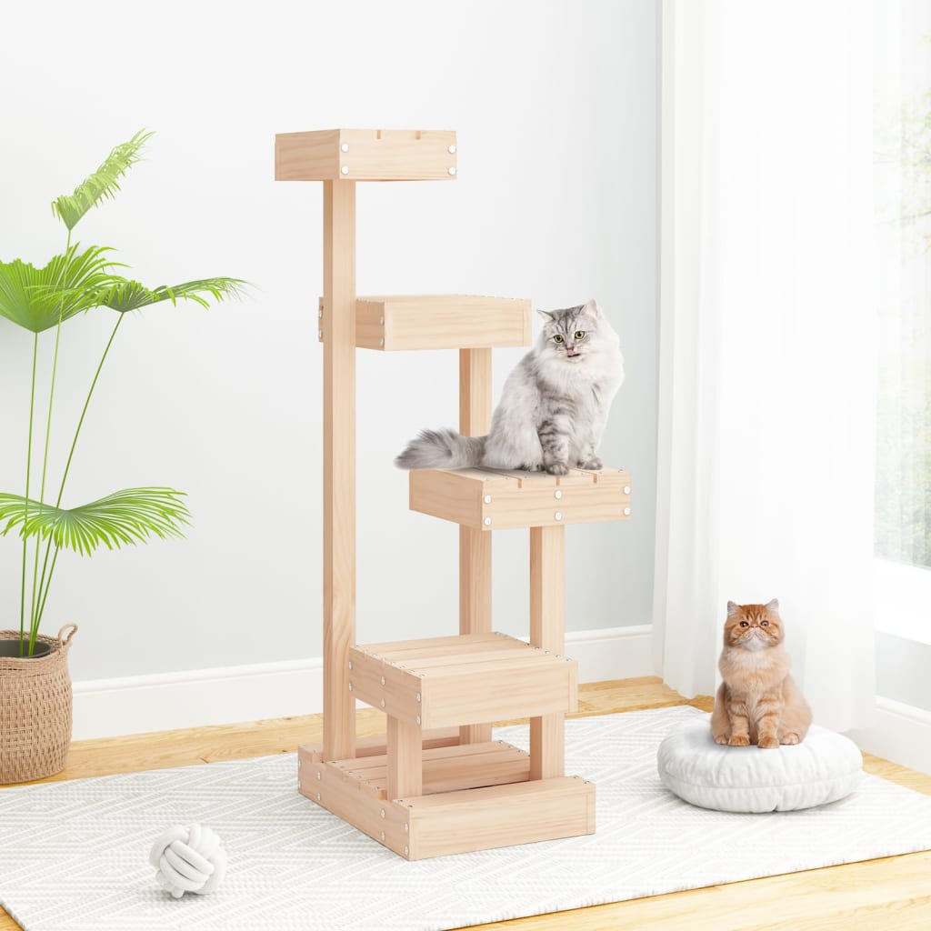 vidaXL Cat Tree 45.5x49x103 cm Solid Wood Pine