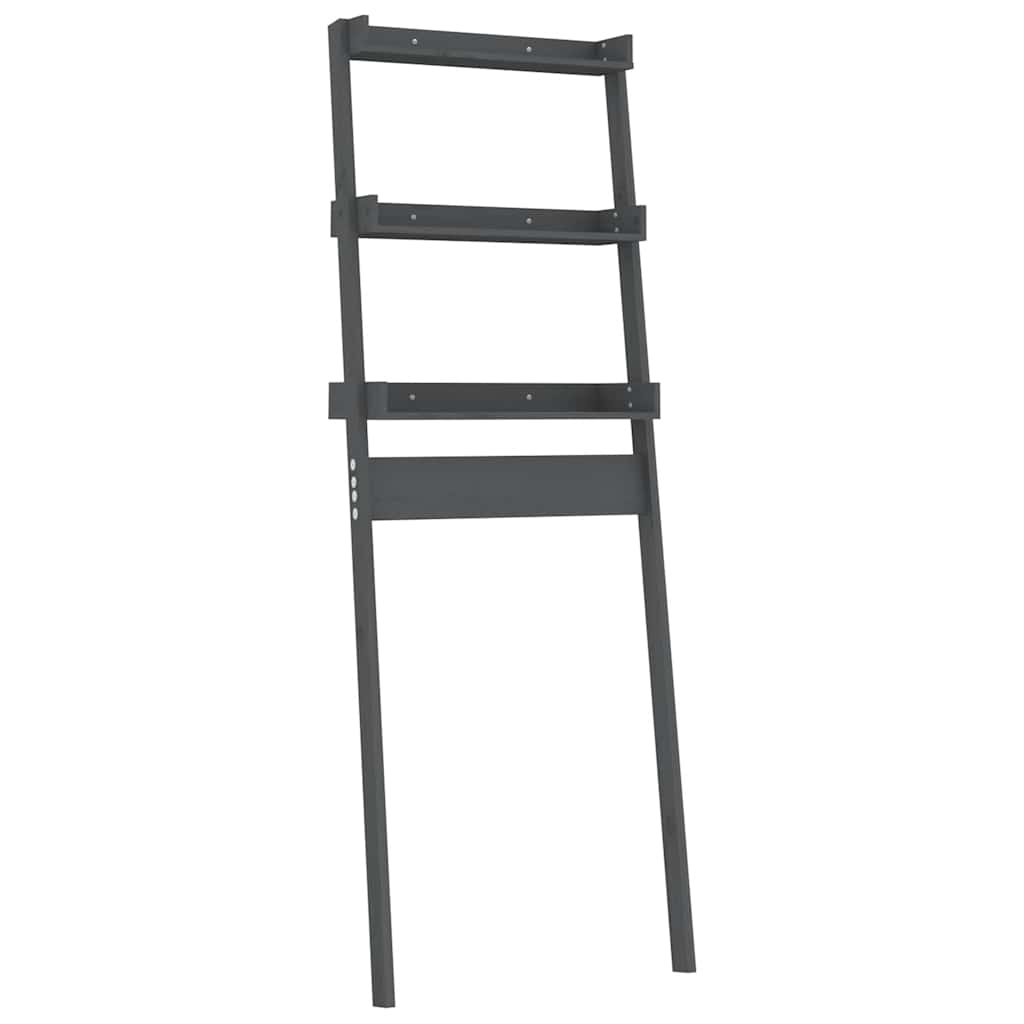 vidaXL Toiletrek 63,5x32x179 cm massief grenenhout grijs