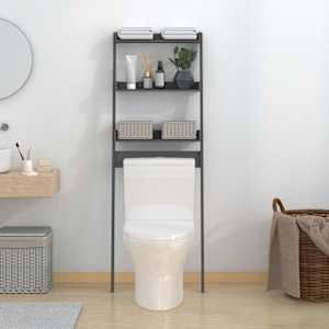 vidaXL Toilet Rack Grey 63.5x32x179 cm Solid Wood Pine