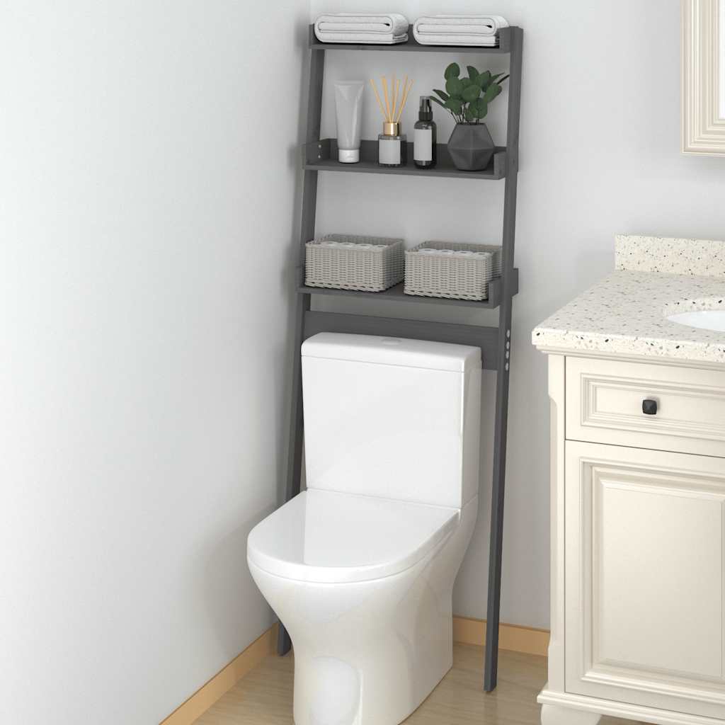 vidaXL Raft de toaletă, gri, 63,5x32x179 cm, lemn masiv de pin