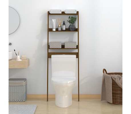 vidaXL Ραφιέρα Για Τουαλέτα Μελί 63,5 x 32 x 179 εκ. Μασίφ Ξύλο Πεύκου