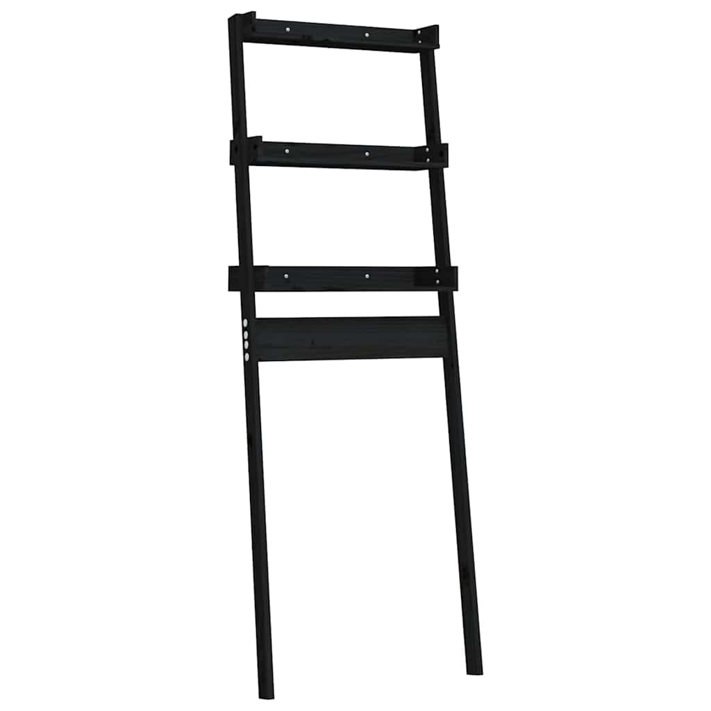 vidaXL Toiletrek 63,5x32x179 cm massief grenenhout zwart