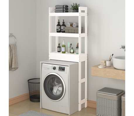 vidaXL Toiletrek 63x26x171 cm massief grenenhout wit