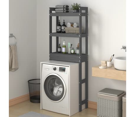 vidaXL Baderomshylle grå 63x26x171 cm heltre furu