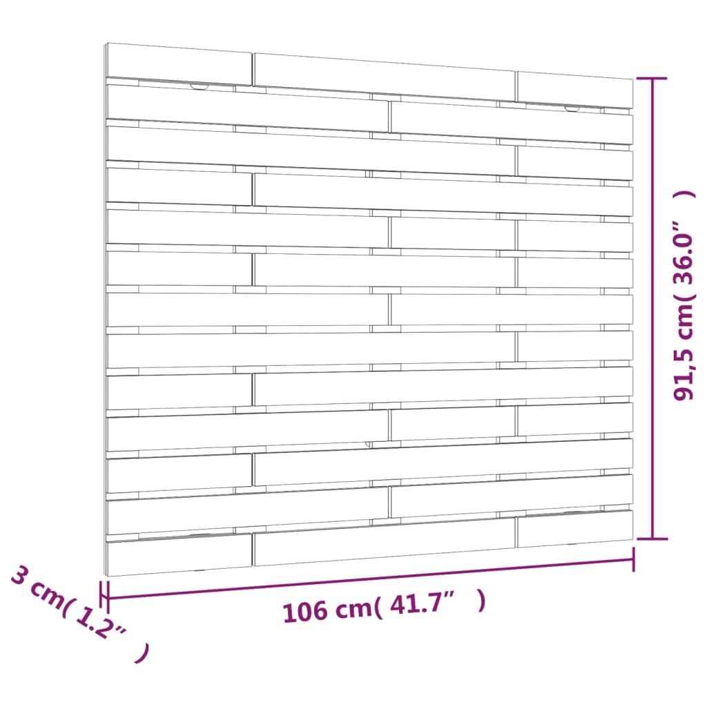 Stensko posteljno vzglavje sivo 106x3x91,5 cm trdna borovina