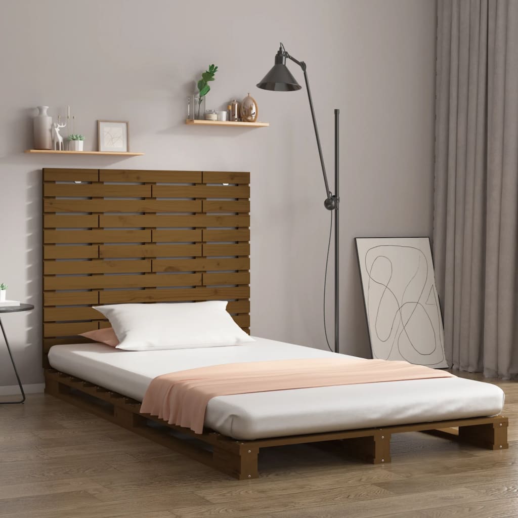 vidaXL Tăblie de pat pentru perete, maro miere, 106x3x91,5 cm lemn pin