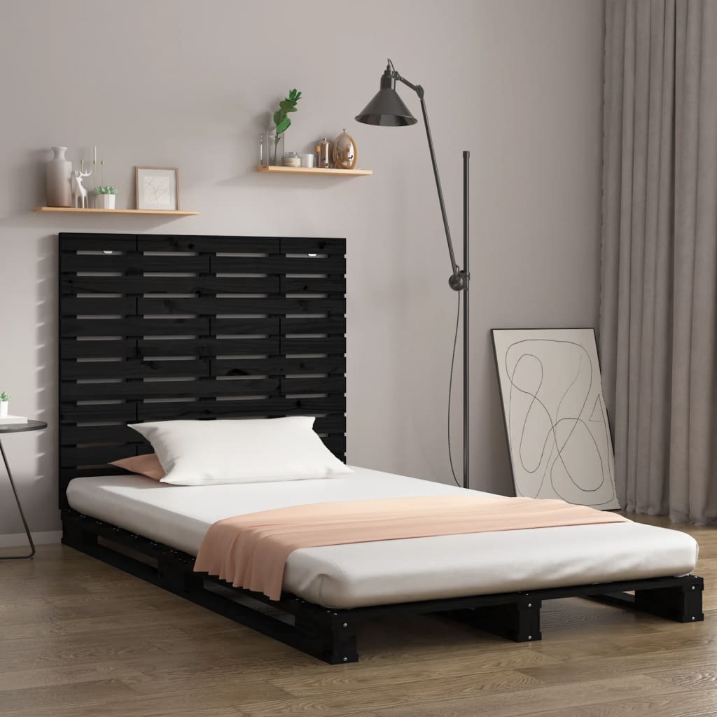 vidaXL sengegavl 106x3x91,5 cm massivt fyrretræ sort