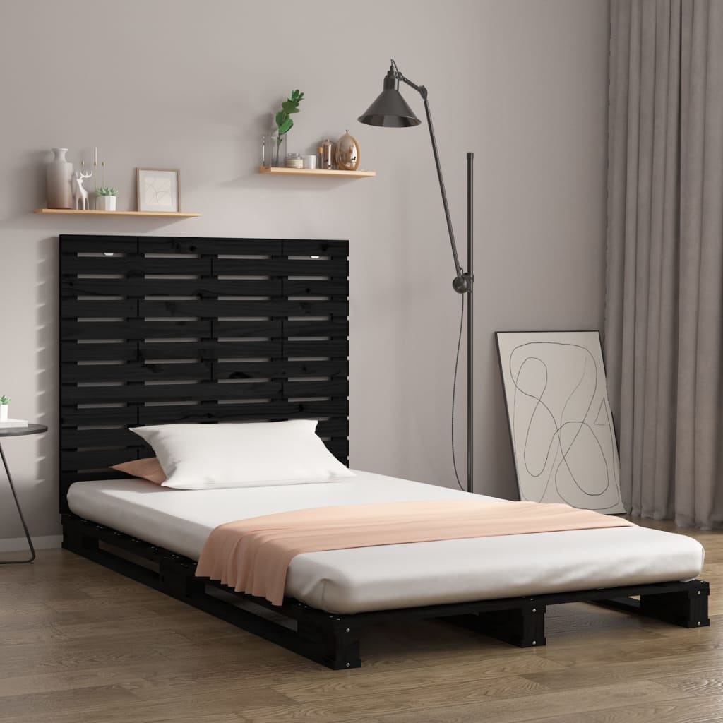 vidaXL Tăblie de pat pentru perete, negru, 96x3x91,5 cm lemn masiv pin