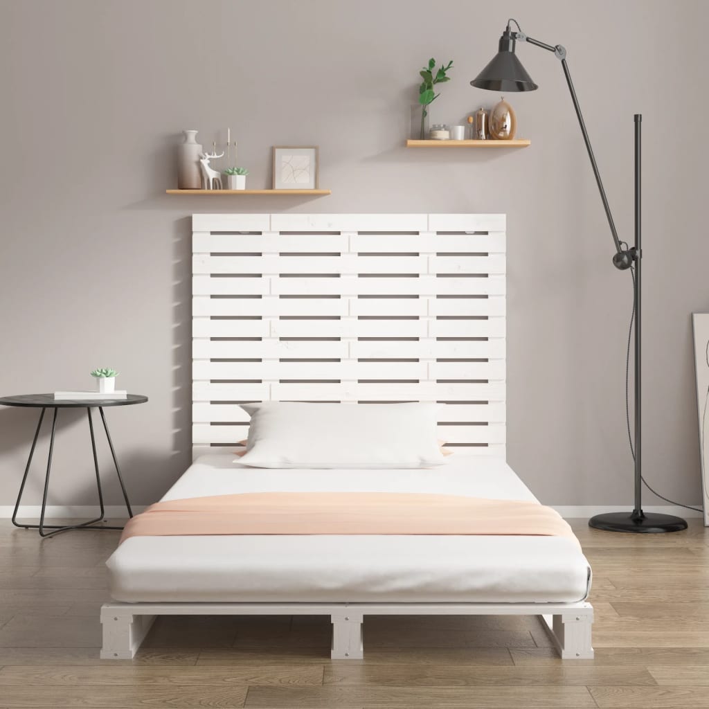 vidaXL Hoofdbord wandmontage 126x3x91,5 cm massief grenenhout wit afbeelding