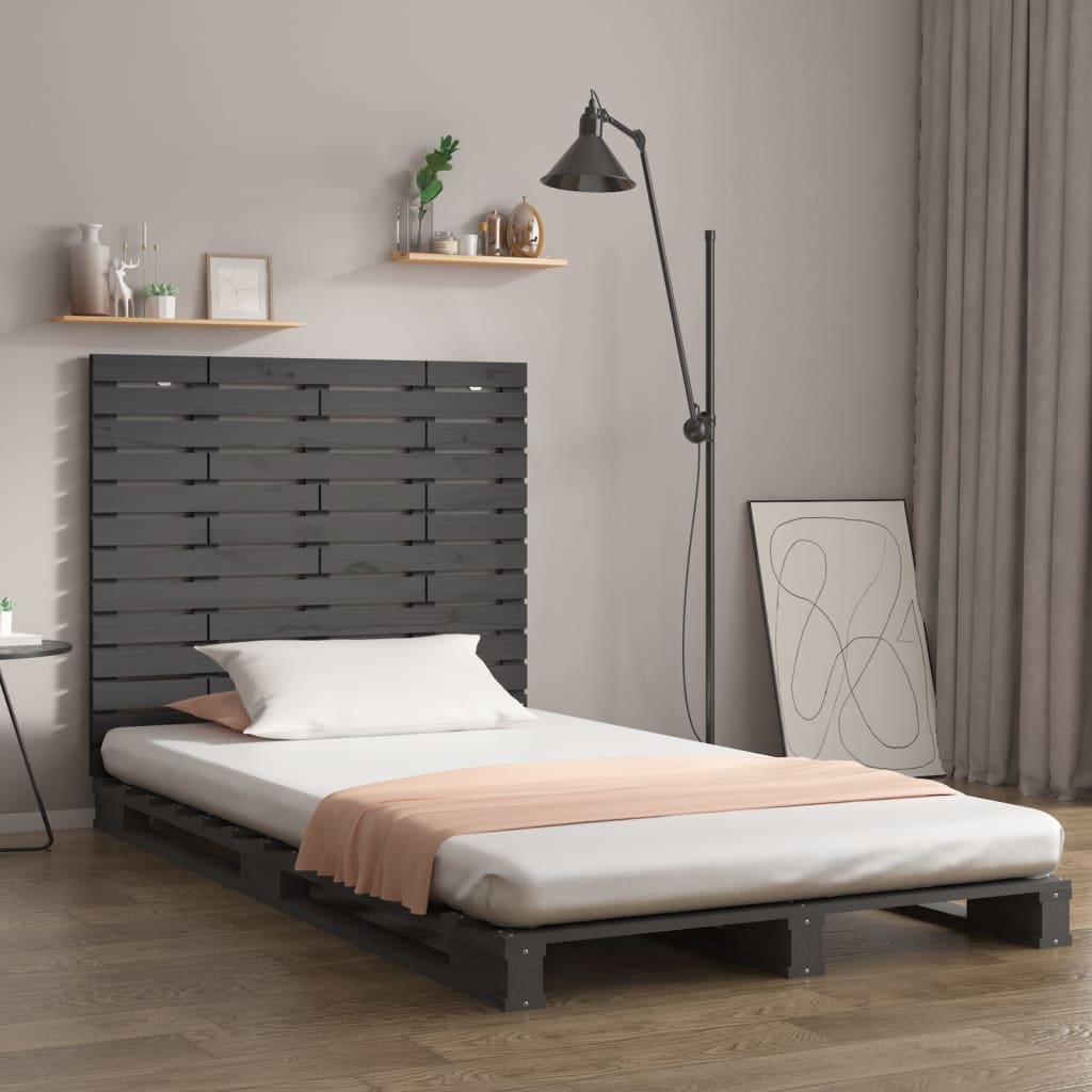 vidaXL Tăblie de pat pentru perete, gri, 126x3x91,5 cm, lemn masiv pin