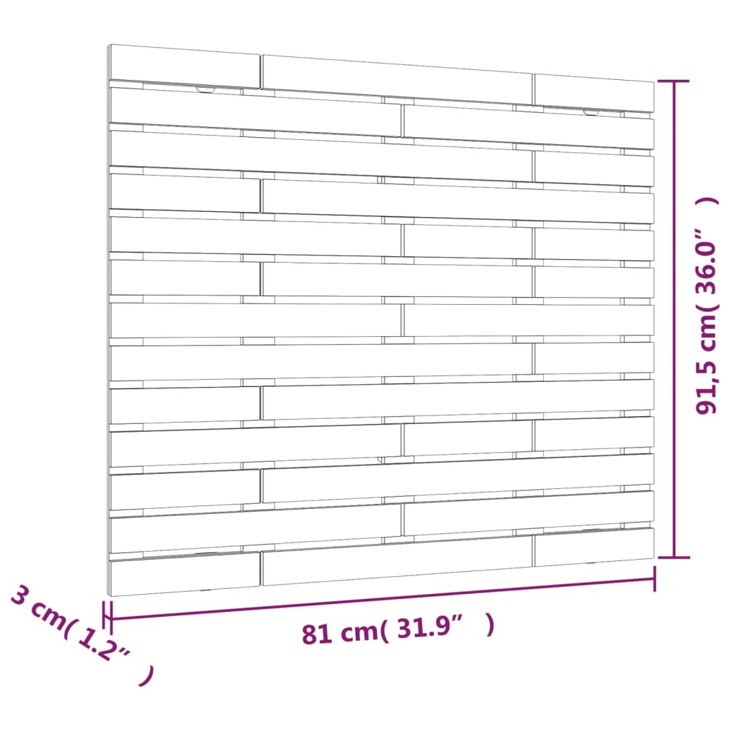 Stensko posteljno vzglavje 81x3x91,5 cm trdna borovina