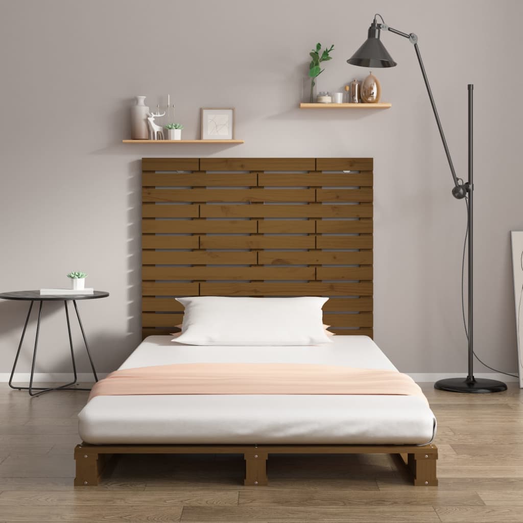vidaXL Hoofdbord wandmontage 81x3x91,5 cm grenenhout honingbruin afbeelding