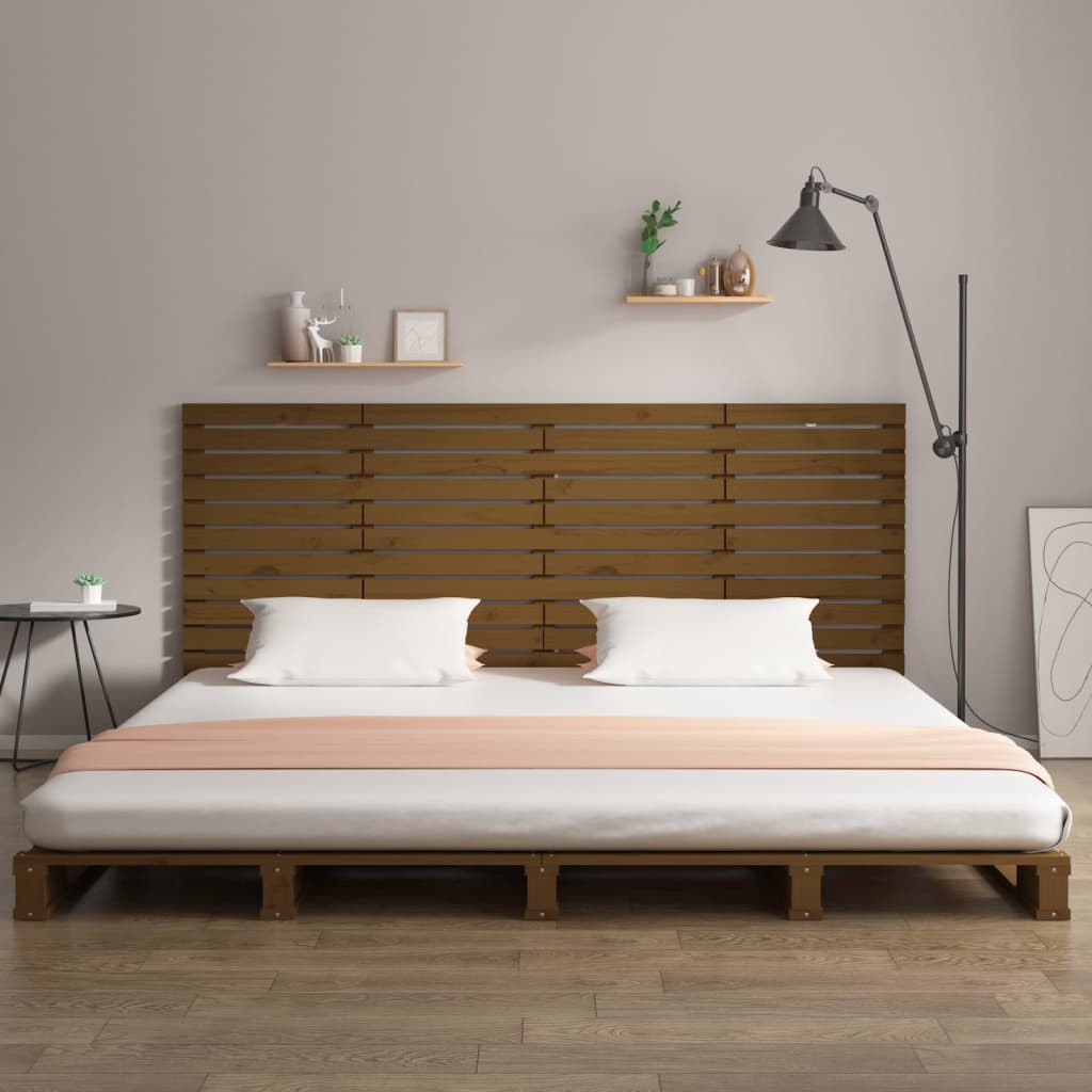 vidaXL Hoofdbord wandmontage 166x3x91,5 cm grenenhout honingbruin afbeelding