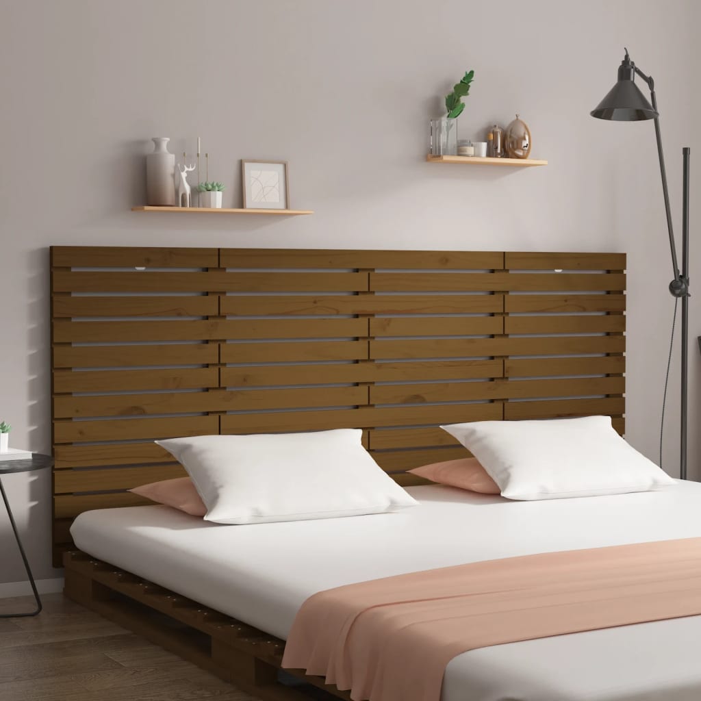vidaXL Tăblie de pat pentru perete, maro miere, 186x3x91,5 cm lemn pin