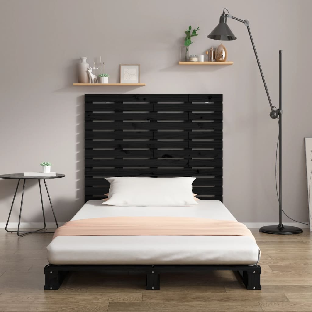 vidaXL Hoofdbord wandmontage 141x3x91,5 cm massief grenenhout zwart, foto 2