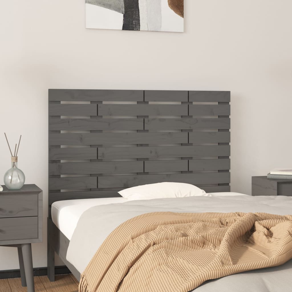 vidaXL Tăblie de pat pentru perete, gri, 106x3x63 cm, lemn masiv pin