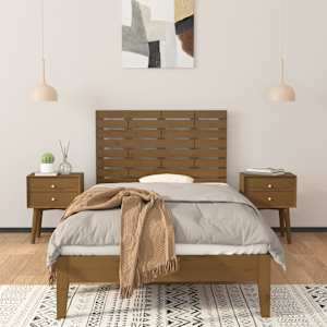 Nástěnné čelo postele medově hnědé 106x3x63 cm masivní borovice - obrázek 3