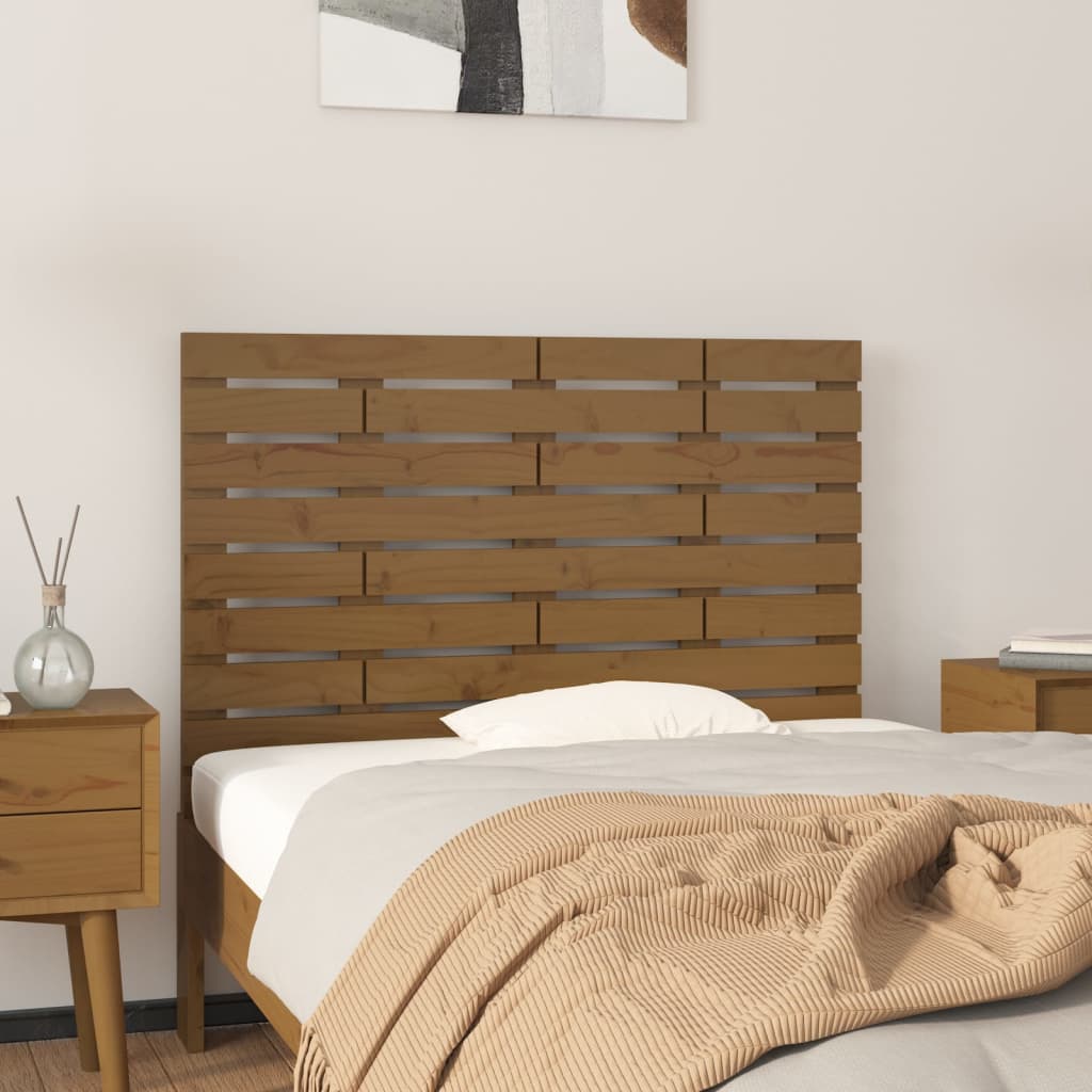 vidaXL Tăblie de pat pentru perete, maro miere, 106x3x63 cm, lemn pin