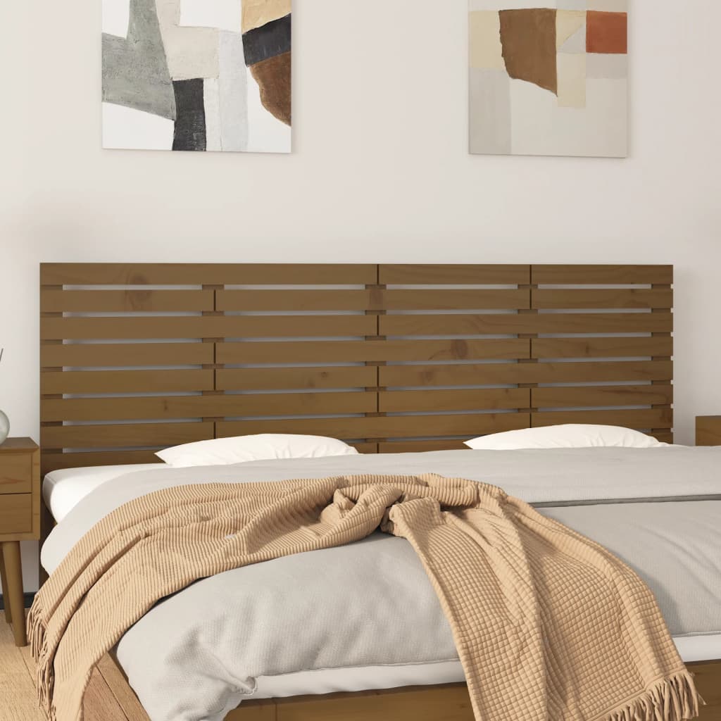 vidaXL sengegavl 206x3x63 cm massivt fyrretræ gyldenbrun