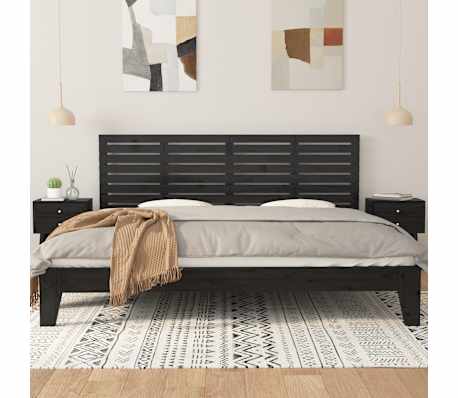 vidaXL Hoofdbord wandmontage 206x3x63 cm massief grenenhout zwart