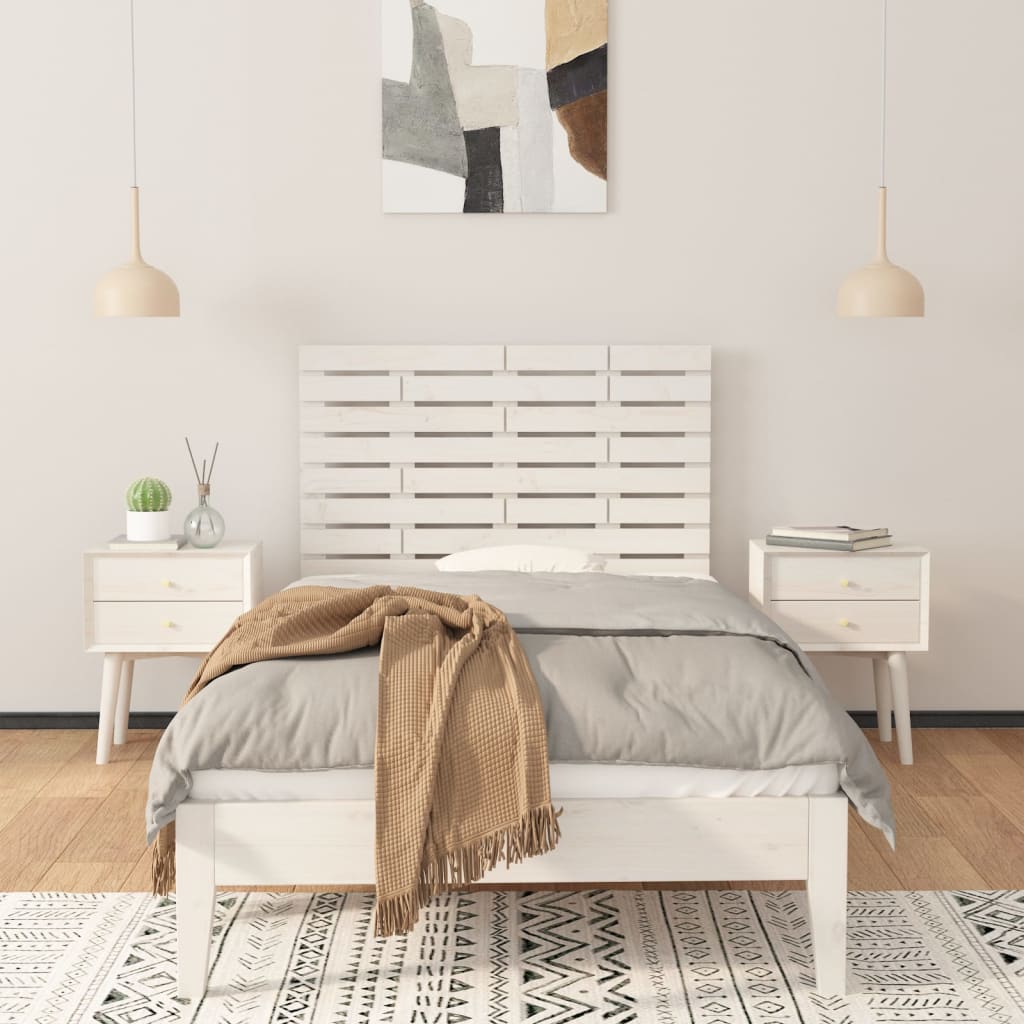 vidaXL Hoofdbord wandmontage 96x3x63 cm massief grenenhout wit afbeelding