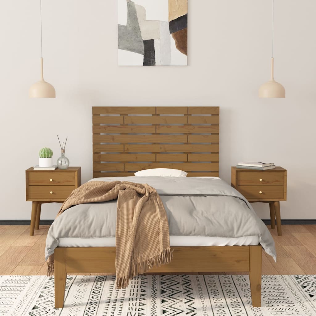 vidaXL Hoofdbord wandmontage 96x3x63 cm massief grenenhout honingbruin afbeelding