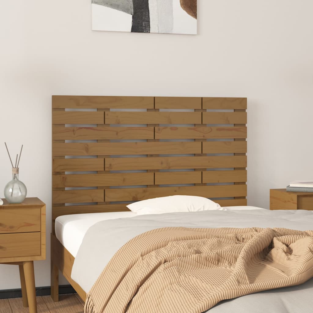 vidaXL Tăblie de pat pentru perete, maro miere, 96x3x63 cm, lemn pin