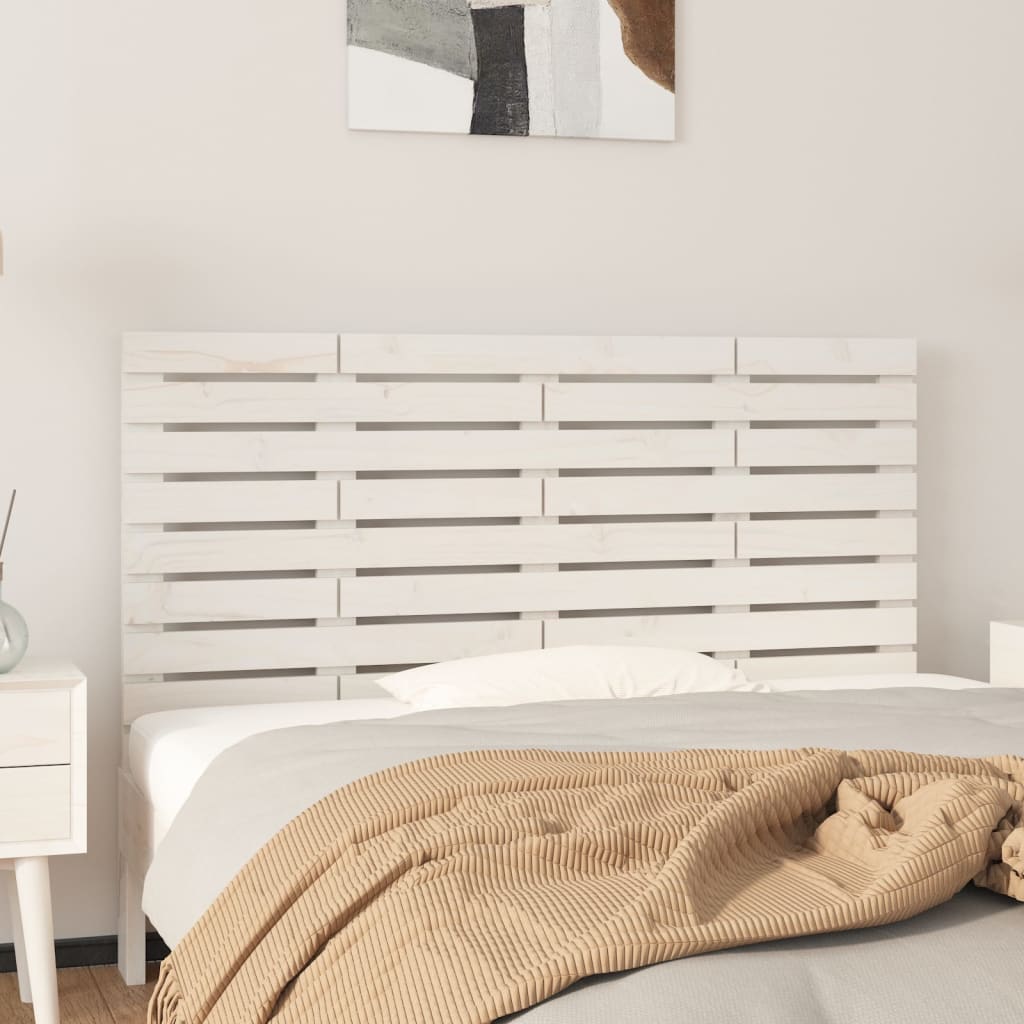 vidaXL Tăblie de pat pentru perete, alb, 126x3x63 cm, lemn masiv pin