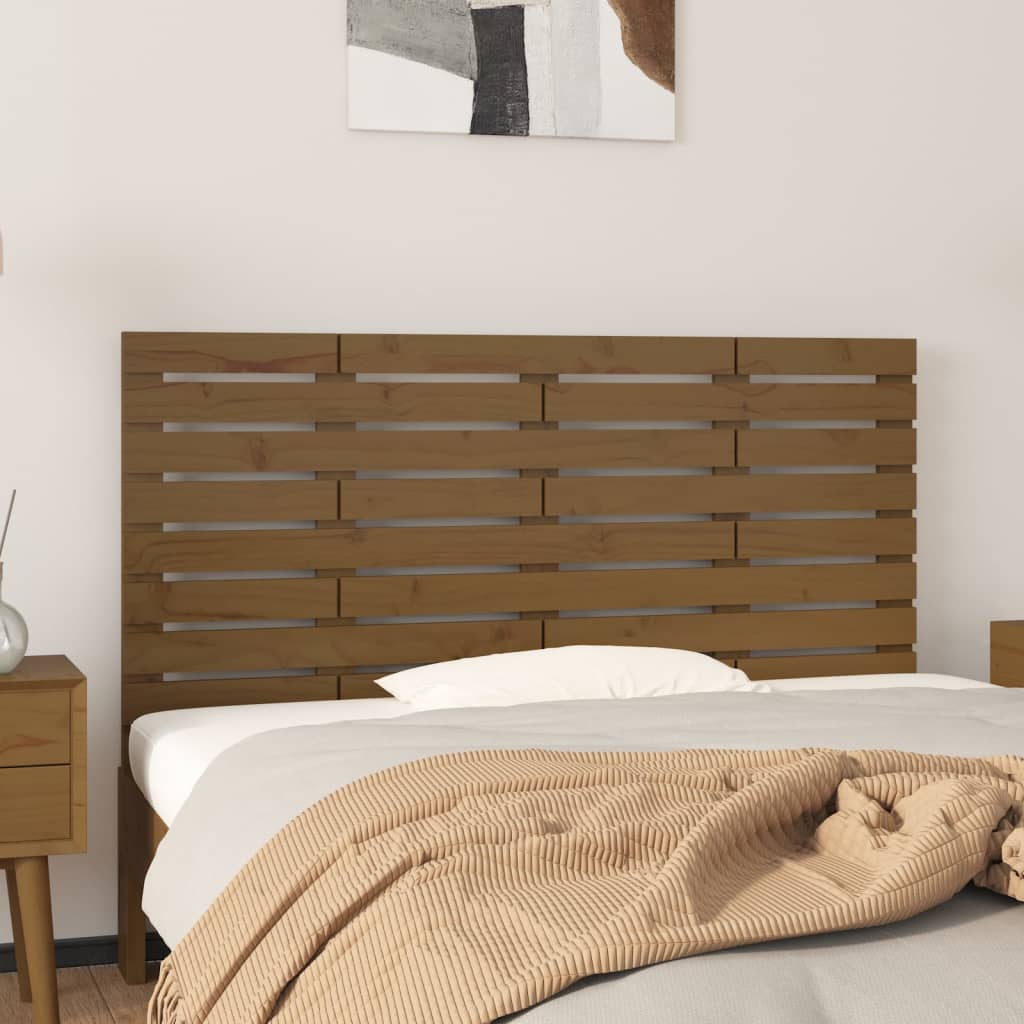 vidaXL Tăblie de pat pentru perete, maro miere, 126x3x63 cm, lemn pin vidaXL imagine 2022