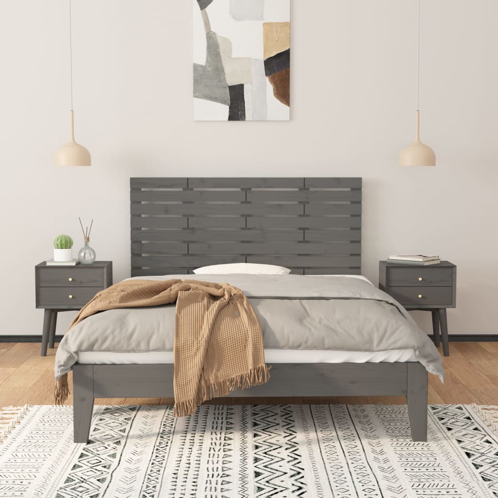 vidaXL Hoofdbord wandmontage 146x3x63 cm massief grenenhout grijs, foto 2