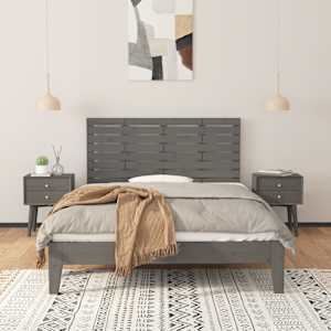 Nástěnné čelo postele šedé 146 x 3 x 63 cm masivní borové dřevo - obrázek 3