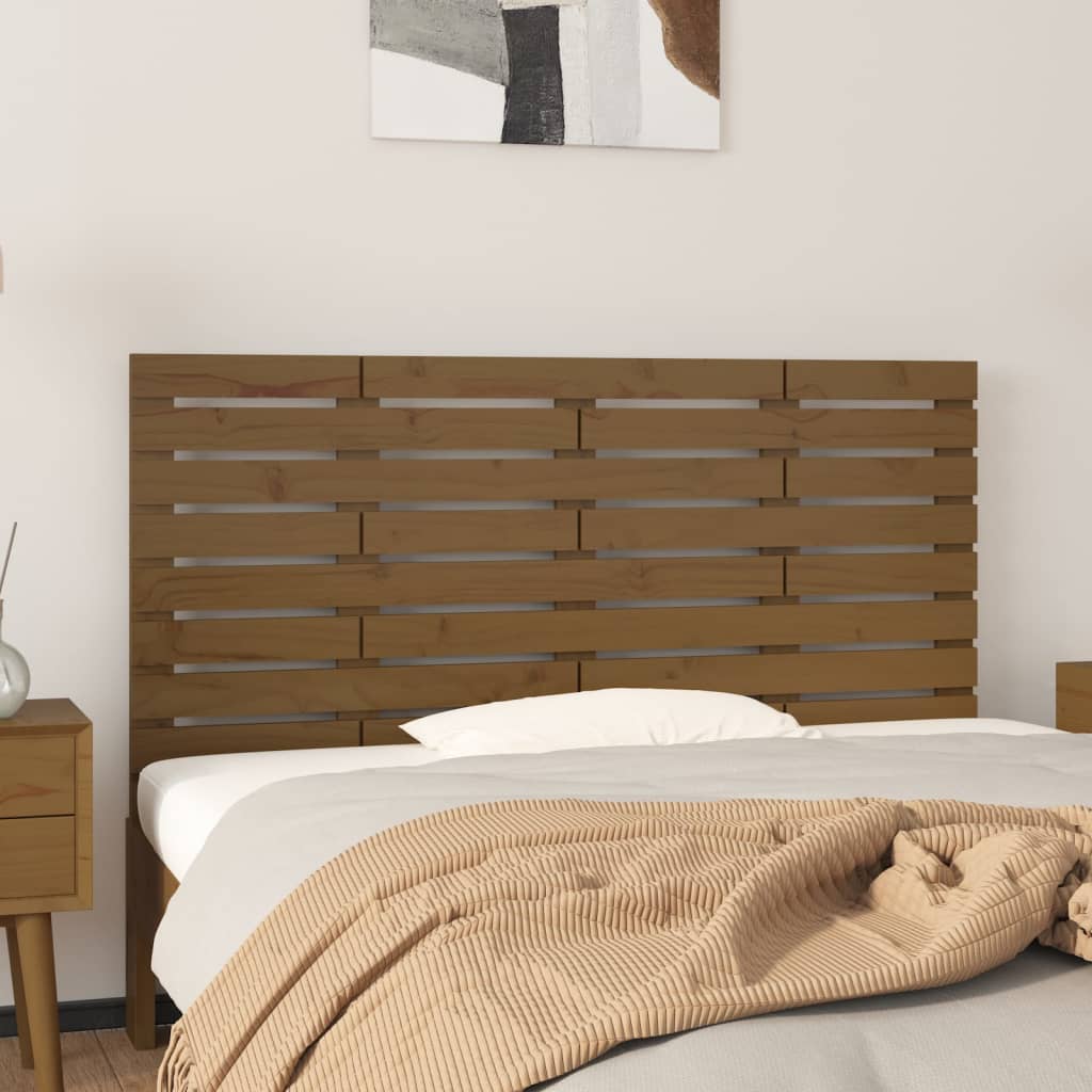 vidaXL Tăblie de pat pentru perete, maro miere, 146x3x63 cm, lemn pin